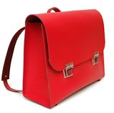 Roter Retro-Schulranzen aus Leder