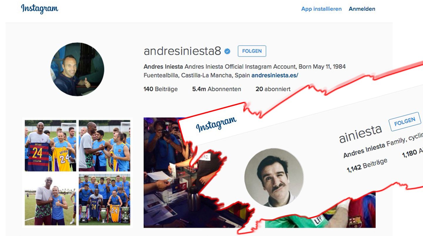 Zwei Instagram-Accounts unter dem Namen Andrés Iniesta