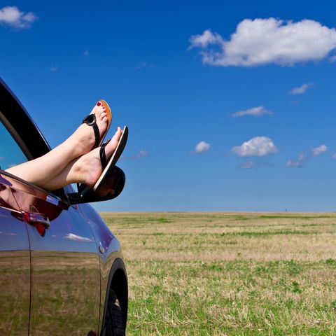 Just keep your feet out of the car window when it gets too warm.