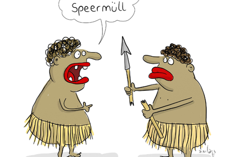 Cartoonbuch - Wortwitze: Der kann in den Speermüll