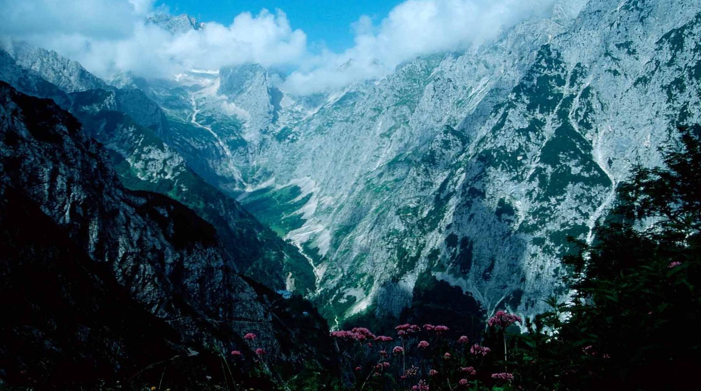 Höllental - Erst klettern, dann gondeln  Was folgt, ist lange Kletterei im Kalkfelsen. Der Gipfel kommt früh in Sicht. Nicht täuschen lassen, der Steig zieht sich. Am späten Mittag ist das Gipfelkreuz erreicht. Auch Besucher in Sandalen genießen hier das Alpenpanorama. Sie sind mit der Eibsee-Seilbahn heraufgefahren. Bei der Talfahrt (37,50 Euro) sind wir dabei.  www.zugspitze.de  Auf der Lokalpatrioten-Karte anschauen
