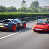 Fast 1.000 PS schwächer, aber immer noch spritzig genug - der Porsche 911 SC Targa und der Weltrekord-Bugatti Veyron 16.4 Grand