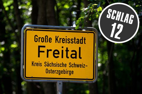Das Ortsschild von Freital