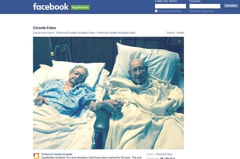 Tom und Arnisteen Clark in einem Zimmer des Piedmont Fayette Hospital