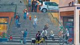 Von nahmen sieht man genauer, wie kunstvoll das Wandgemälde angelegt ist.