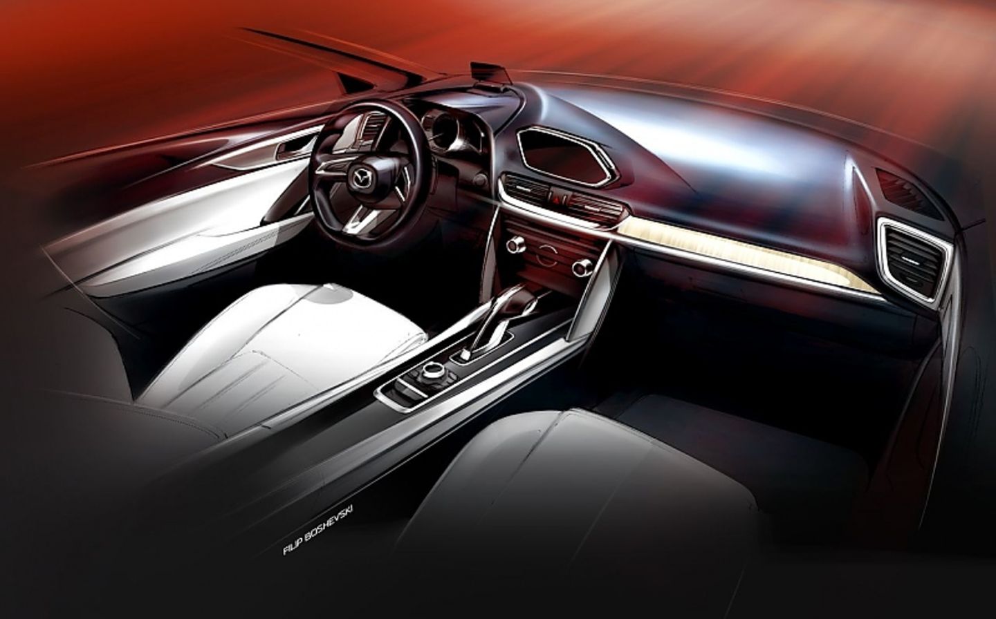 Die ersten Entwürfe des Cockpits zeigen ein aufgeräumtes Interieur