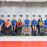 Am 28.01.2015 im Crashtest-Labor bei Volvo in Goeteborg, Schweden. Hier Portrait der beiden leitenden Ingenieure Thomas Broberg (Senior Technical Advisor Saftey, links) und Adj. Prof. Ph.D. Lotta Jakobsson (Senior Technical Leader, Injury Prevention, rechts) zwischen Crashtest-Dummies.