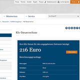 Hier die Kfz-Steuer für einen 132 Gramm CO2 pro Kilometer emittierenden Diesel mit 1,5 Litern Hubraum.