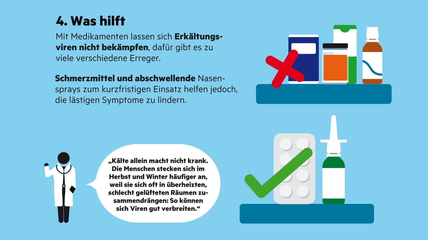 Infografik "Sehen und Verstehen": Erkältung: Wie sie entsteht und was uns schützt
