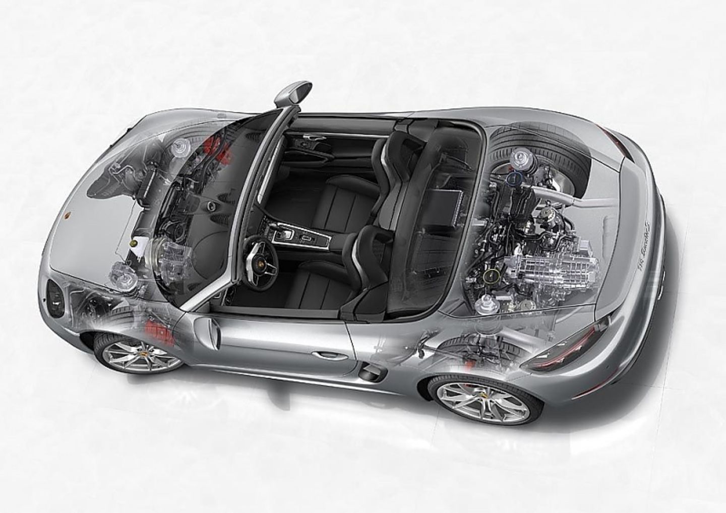 Der Röntgenblick offenbart die Technik des Porsche Boxster