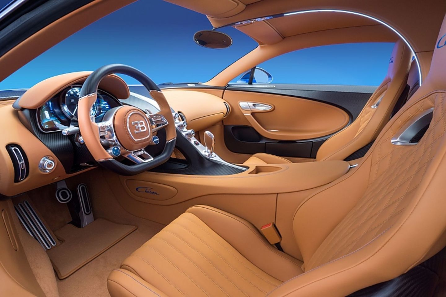 Feines Leder im Interieur des Bugatti Chiron