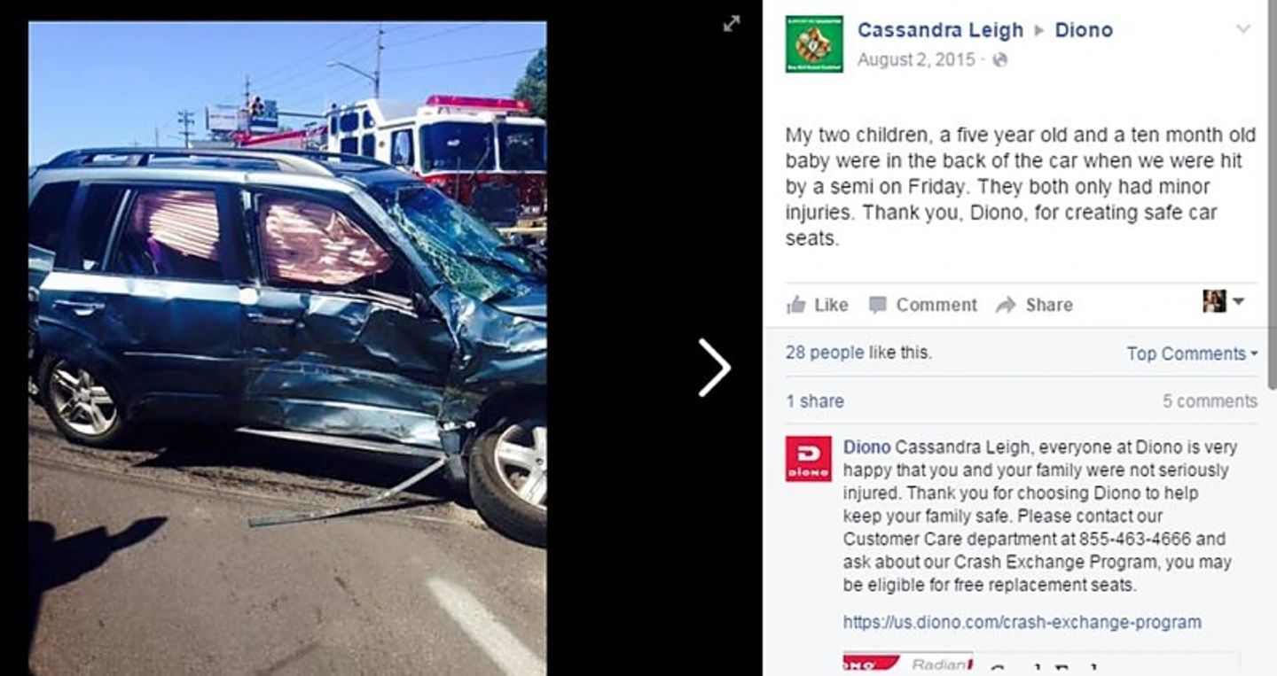 Nach einem Unfall wird der Kindersitz in den meisten Fällen kostenfrei umgetauscht.