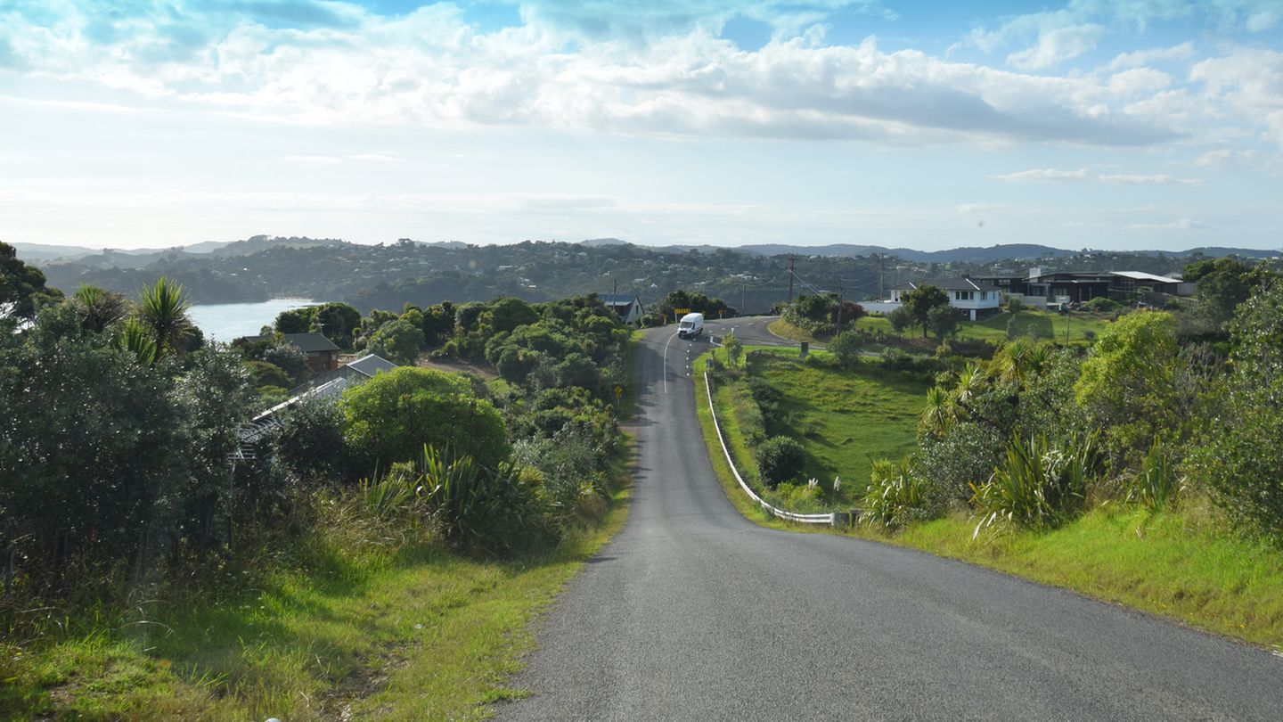 Auch im neuseeländischen Sommer wie im Winter bleibt Waiheke eine grüne Insel mit zum Teil wilder Vegetation aus Busch mit Palmen und baumgroßen Farnen und Palmen