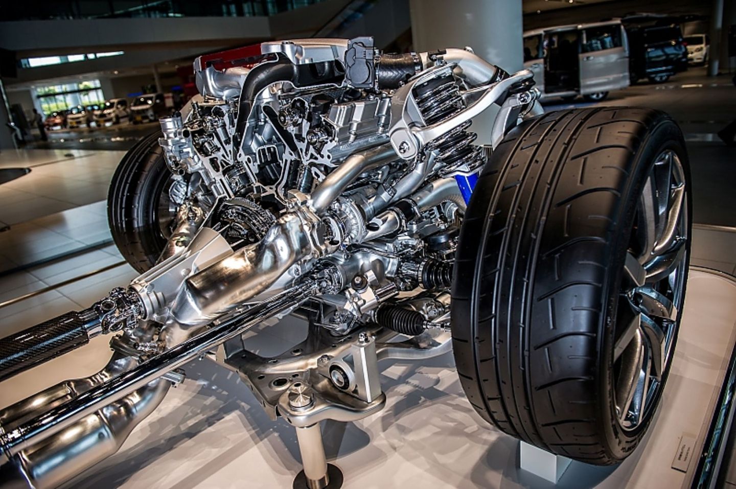 Der 3,6 Liter große V6-Twinturbomotor des Nissan GT-R.