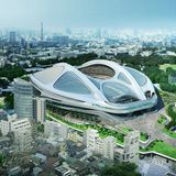 Nicht realisiert wird dieser Hadids Entwurf des neuen Olympiastadions in Tokio für die Olympischen Sommerspiele 2020. Zu hoch seien die Kosten, hieß es im Juli 2015.
