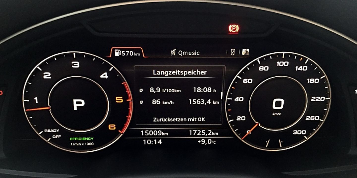 Audi Q7 3.0 TDI Quattro - die digitalen Instrumente kosten 600 Euro Aufpreis