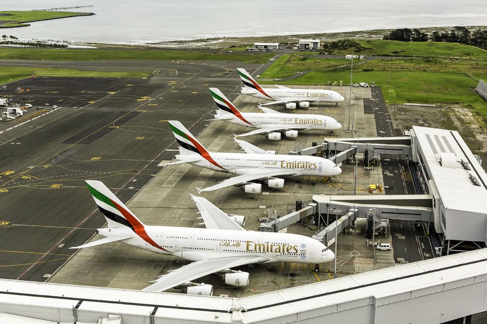 Follow Me: Bis zum frühen Nachmittag sind auch die drei täglichen A380-Flüge von Dubia via Australien in Auckland gelandet © Emirates Follow Me: Bis zum frühen Nachmittag sind auch die drei täglichen A380-Flüge von Dubia via Australien in Auckland gelandet © Emirates