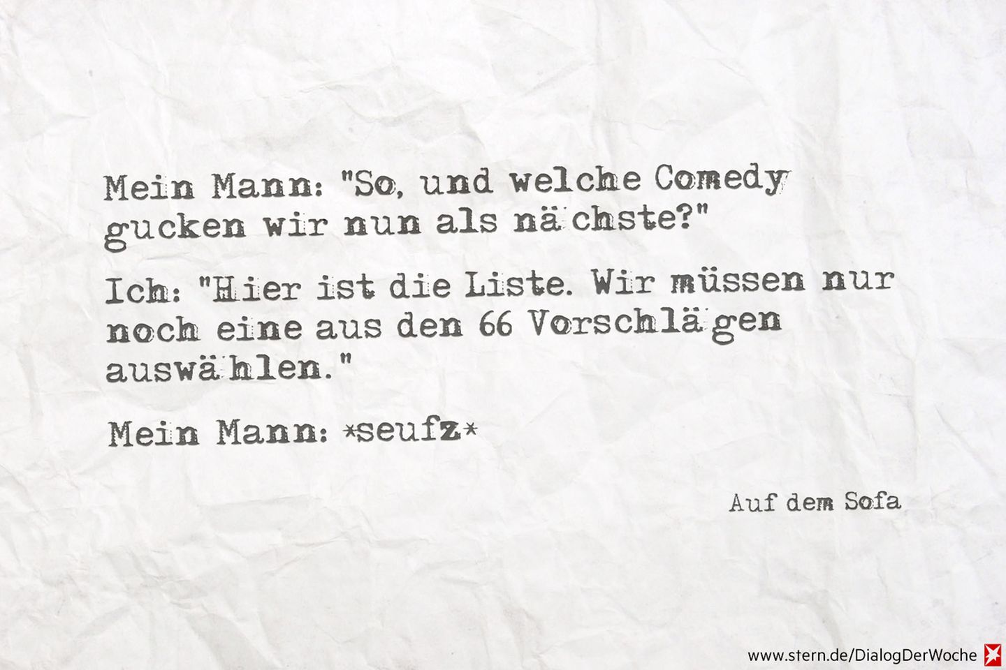 Seriendialog der Woche: Wow: 66 Comedy-Vorschläge von Lesern