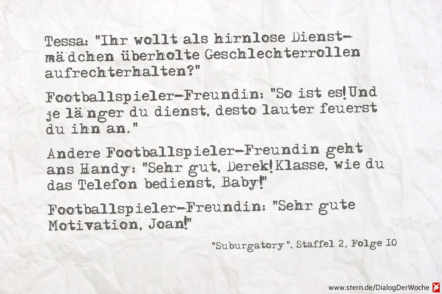 Seriendialog der Woche: Mehr anfeuern, bitte! Jehetzt!