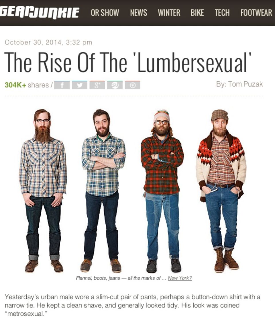 Last Call: Vier Lumbersexuals mit karierten Hemden und Bärten nach der Definition von "Gearjunkies" Last Call: Vier Lumbersexuals mit karierten Hemden und Bärten nach der Definition von "Gearjunkies"