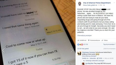 Textbotschaften auf dem Smartphone des festgenommenen mutmaßlichen Drogendealers