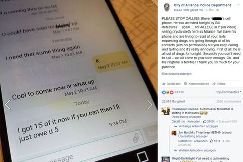 Textbotschaften auf dem Smartphone des festgenommenen mutmaßlichen Drogendealers