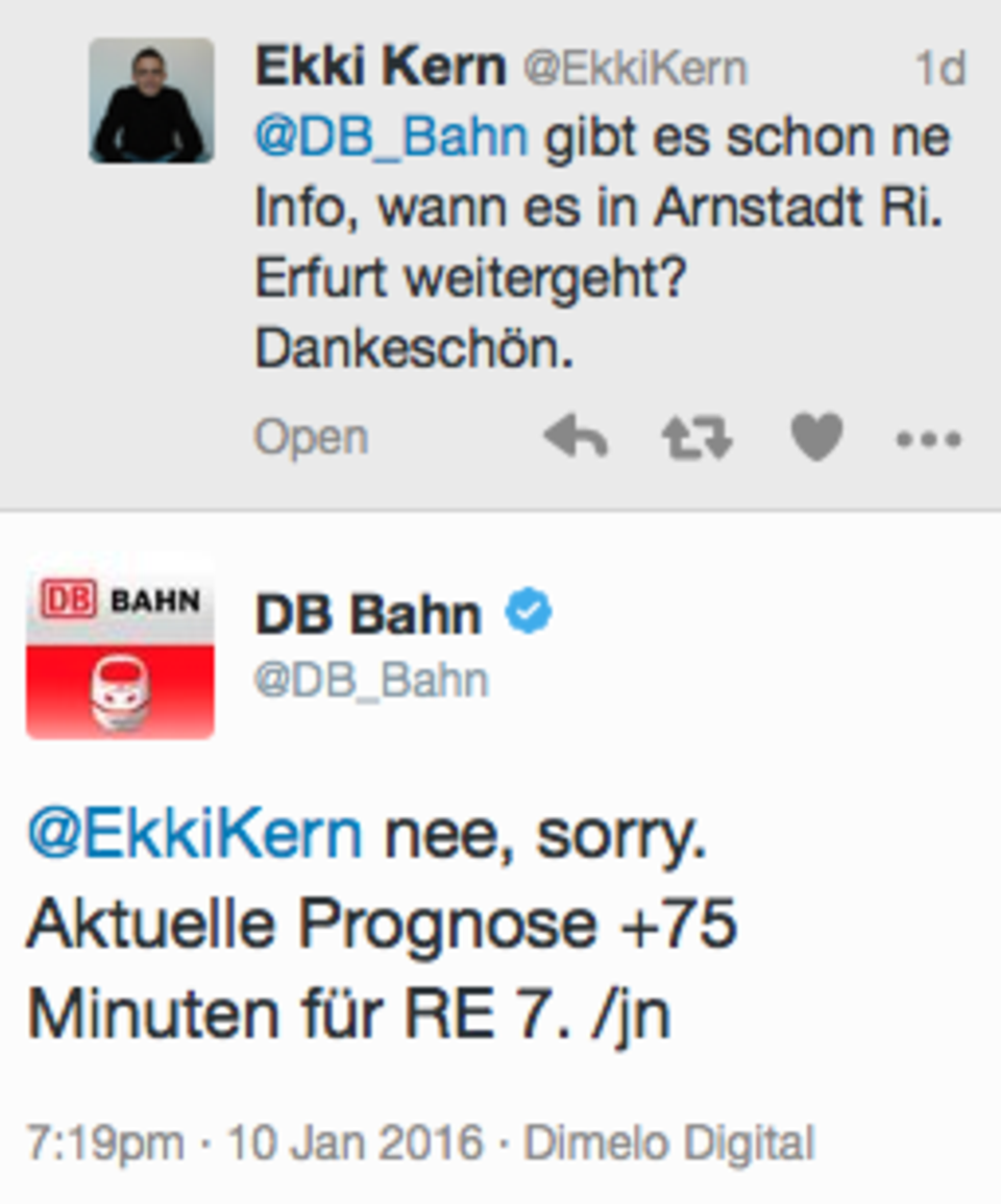 Neulich im Auto: Nachfrage bei der Bahn auf Twitter Neulich im Auto: Nachfrage bei der Bahn auf Twitter