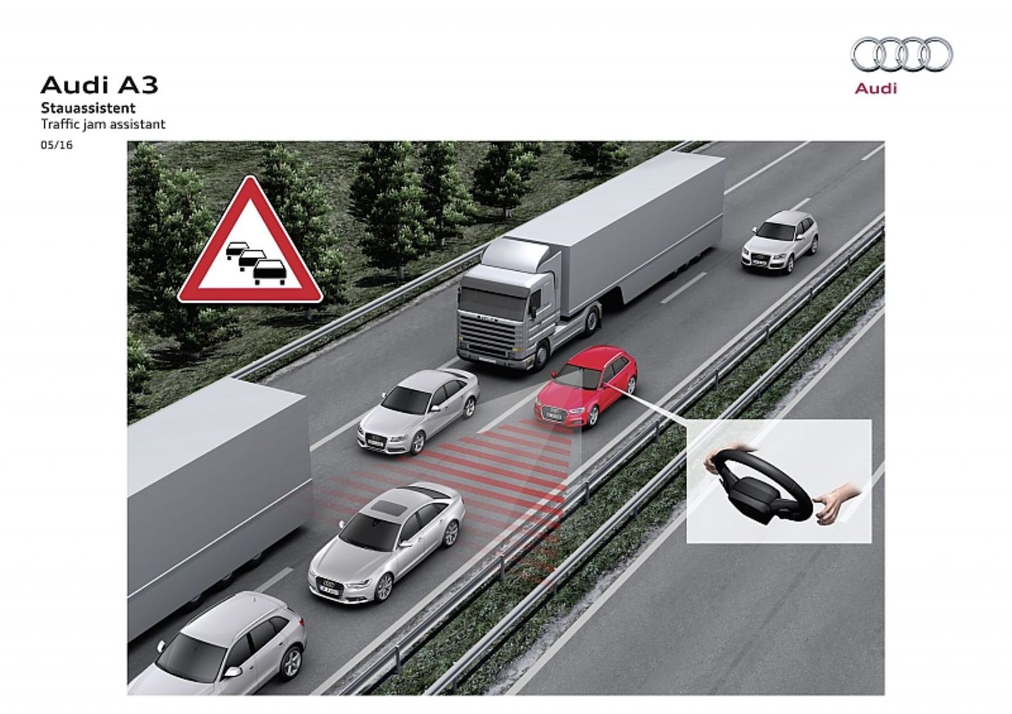 Der Stau-Assistent agiert teilweise autonom