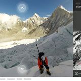 Kletterer mit Kamerarucksack auf dem Khumbu-Gletscher