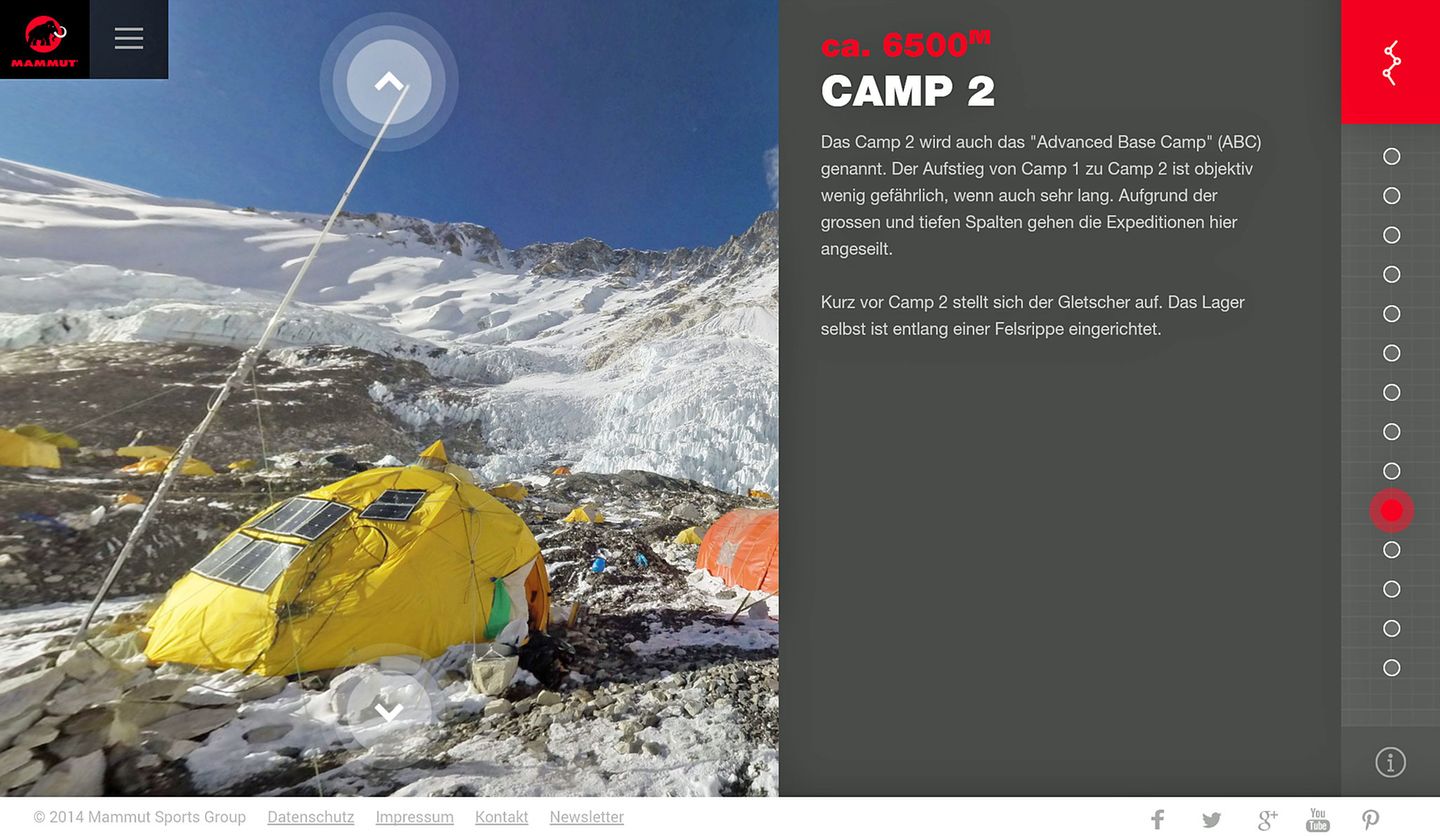 Zelt mit Sonnenkollektoren im Camp 2