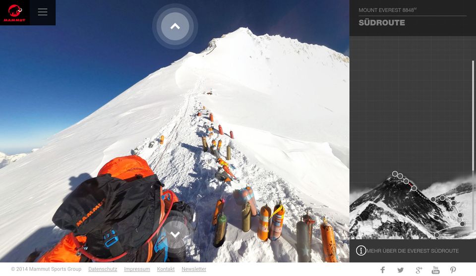 #Project360 Mount Everest Abgestellte Sauerstoffflaschen auf dem Gipfelgrad