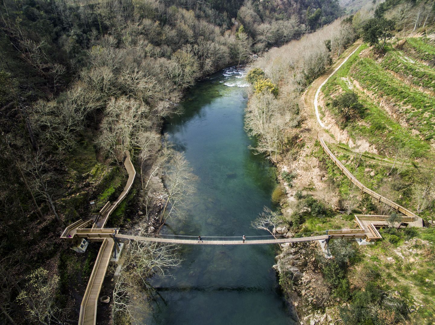 Hängebrücke des Paiva Walkways von oben