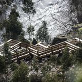 Hölzerne Treppen des Paiva Walkways