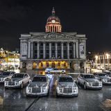 Das britische Bestattungsunternehmen A. W. Lymn mit seiner Rolls Royce Flotte