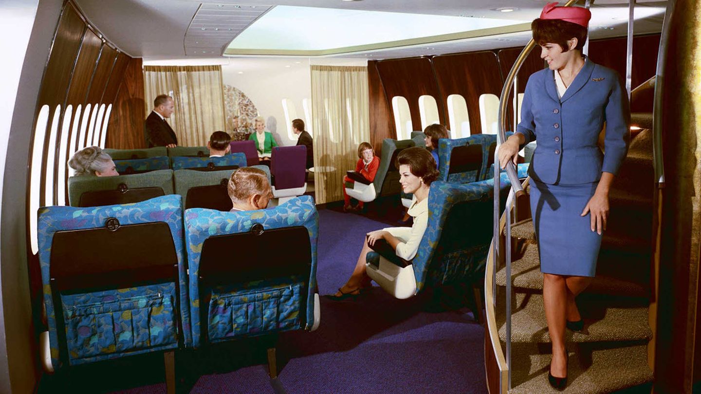 Vordere Kabine einer Boeing 747