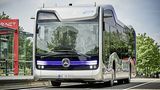 Mercedes Bus der Zukunft - von außen kaum anders als die normalen Omnibusse