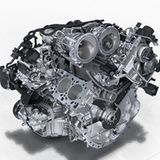 Acht Zylinder in V-Formation.