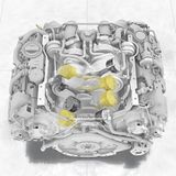 Vier von acht Zylindern werden bei wenig Last abgeschaltet.