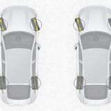 Die Hinterachslenkung bei geringer (links) und bei hoher Geschwindigkeit (recht).