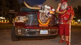 Santa Jim und Raster the Red Nosed Reinsteer 2014 auf der Santa Celebration in Tampa, Florida.