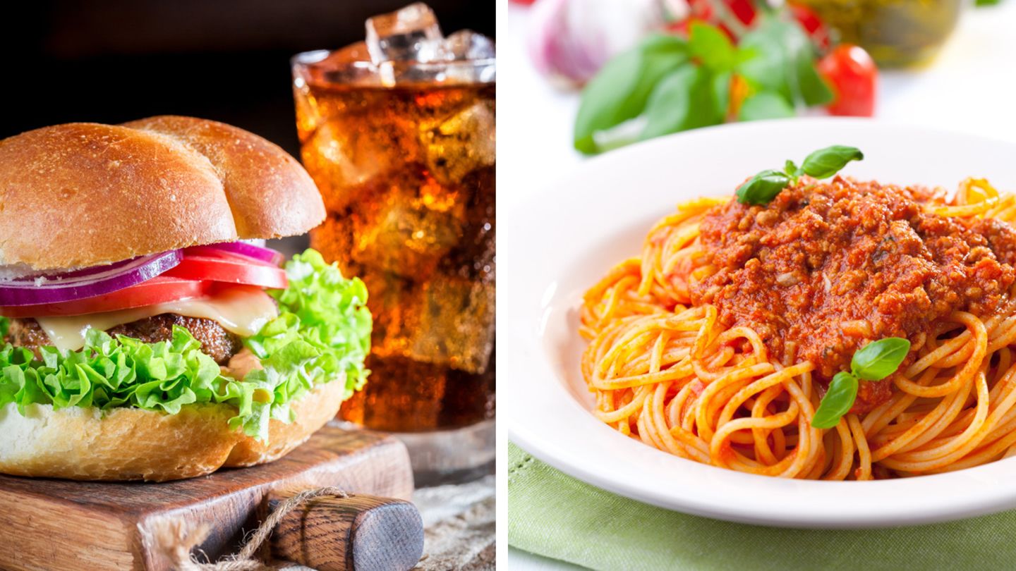 Burger und Spaghetti Bolognese Burger und Spaghetti Bolognese