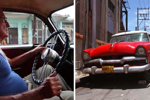 Kubaner in einem Oldtimer