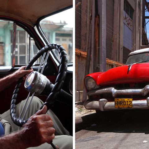 Kubaner in einem Oldtimer