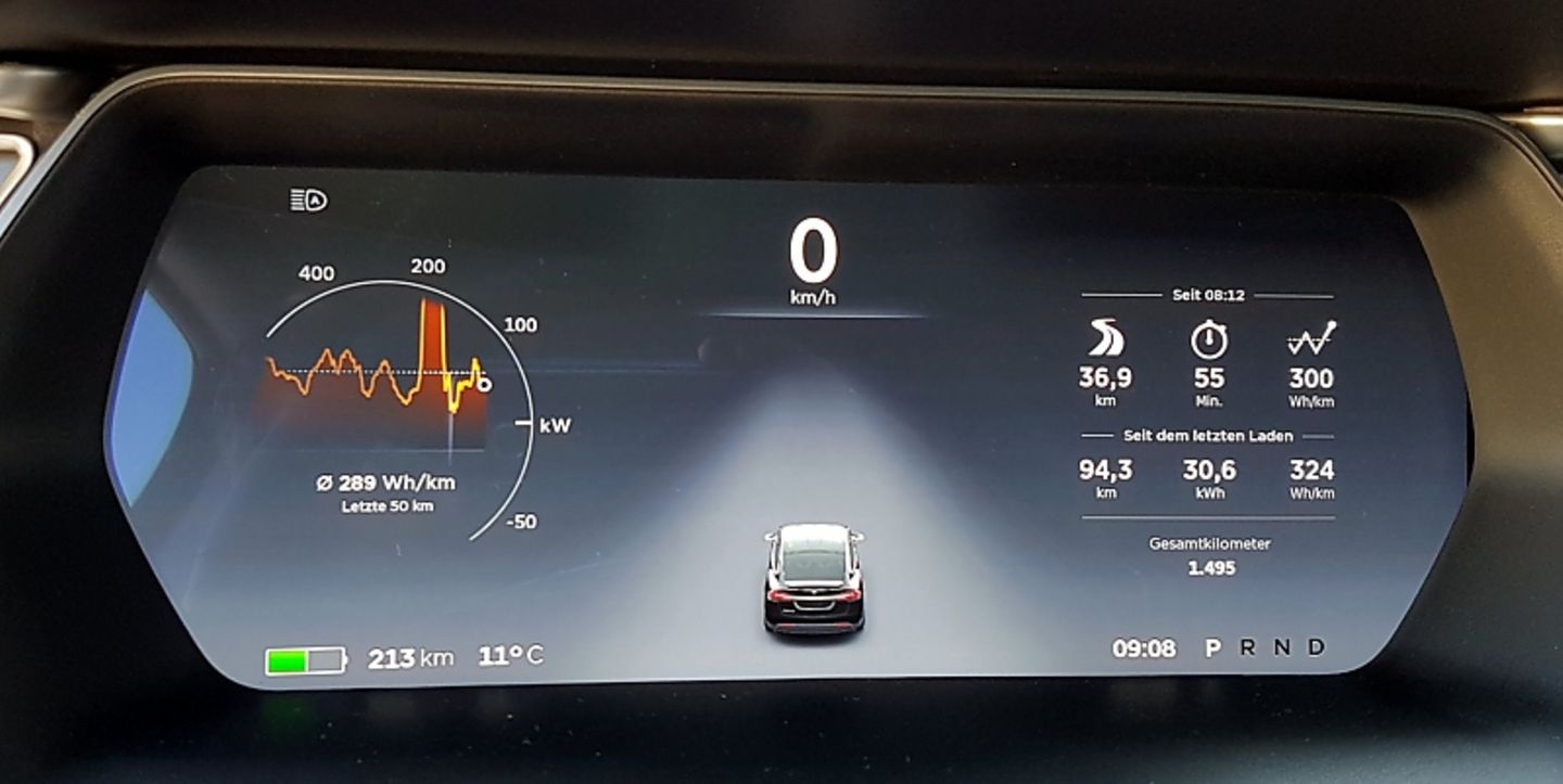 Tesla Model X P 90 D - die Instrumente