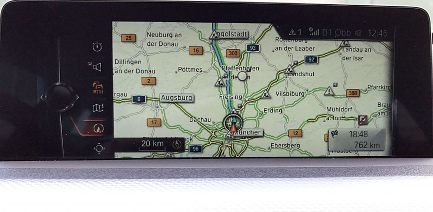 Die BMW Kartenanzeige zeigt Gewohntes