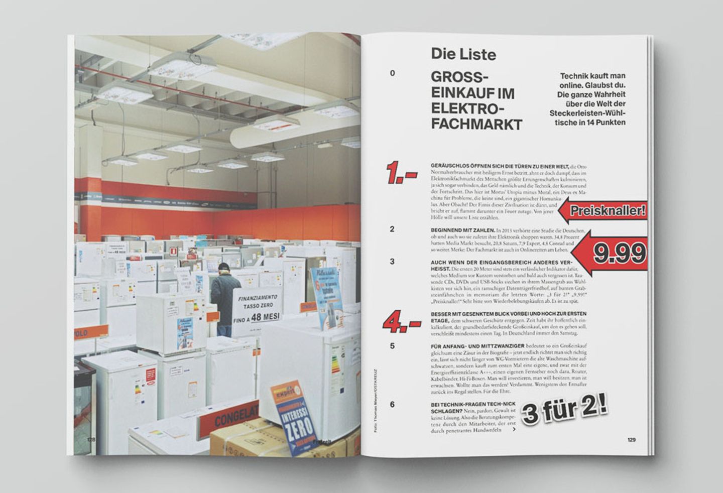 Die Liste: Großeinkauf im Elektromarkt.