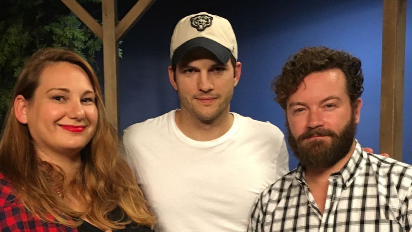 NEON-Redakteurin Nora Reinhardt mit Ashton Kutcher und Danny Masterson