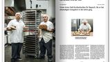 George (rechts) präsentiert den Salem Fudge Layer Cake, an dem auch der Autor mitgearbeitet hat.