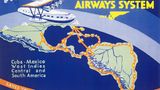 Poster Anonymous 1933: Das Streckennetz von Pan Am war mit den viermotorigen Sikorsky S-42-Flugbooten weit über Mittelamerika hinaus bis Südamerika gewachsen. 