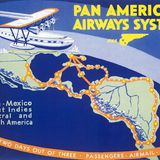 Poster Anonymous 1933: Das Streckennetz von Pan Am war mit den viermotorigen Sikorsky S-42-Flugbooten weit über Mittelamerika hinaus bis Südamerika gewachsen. 